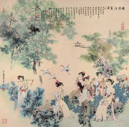 潘鸿海 2003年作 钱塘佳丽图 镜心